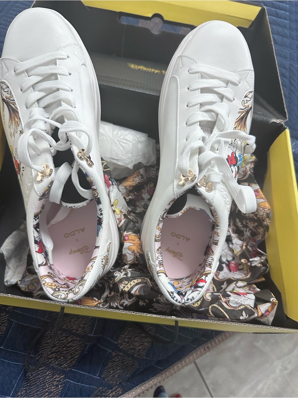 Aldo White Sneakers with Multicolor Floral Trim